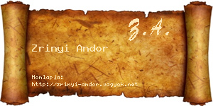 Zrinyi Andor névjegykártya